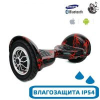 Гироскутер с Влагозащитой Smart Balance 10" Внедорожный (Черный с красными молниями)